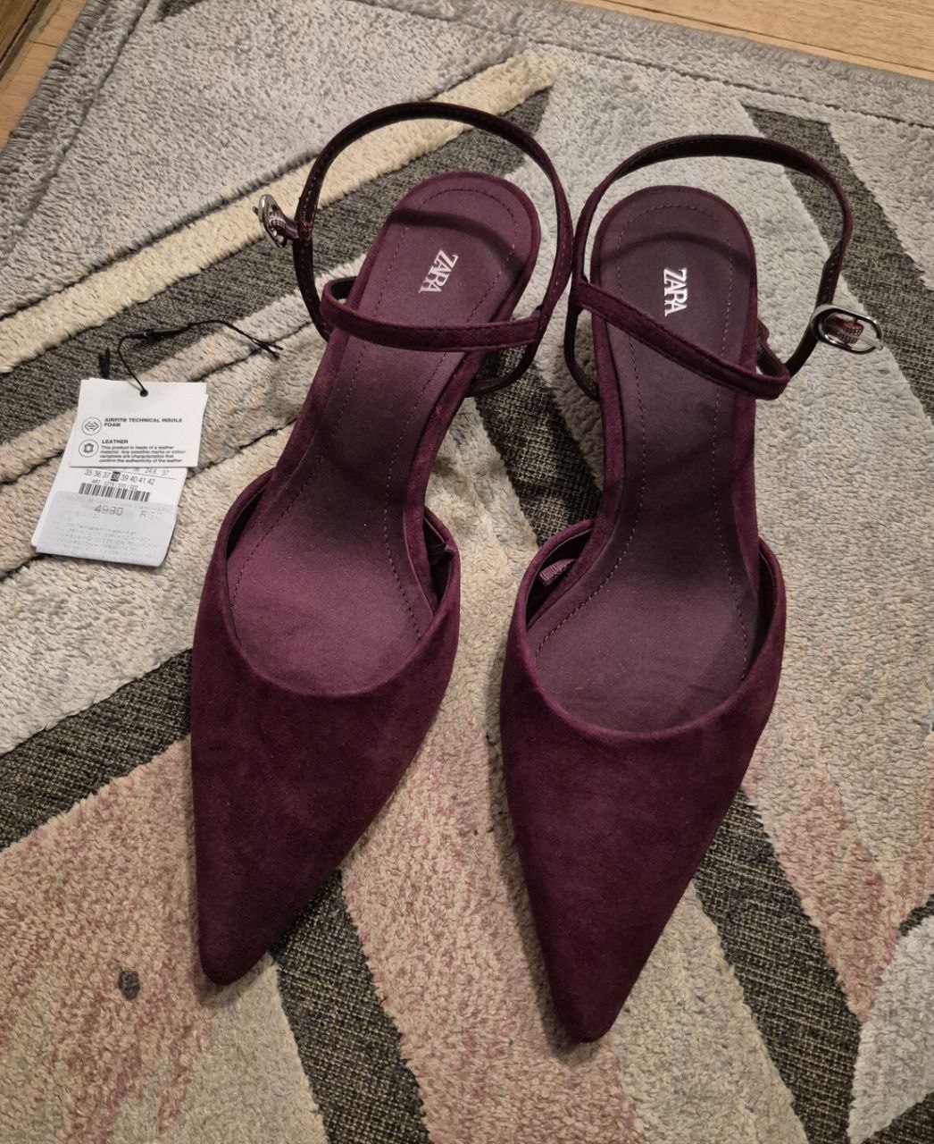 Замшевые туфли Zara бордового цвета